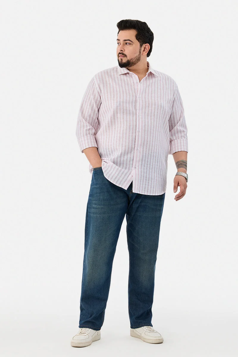 سنيتش Regular Fit Stripes Plus Size Shirt